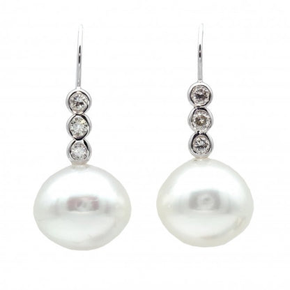 South Sea Pearl and Diamond Drop Earrings