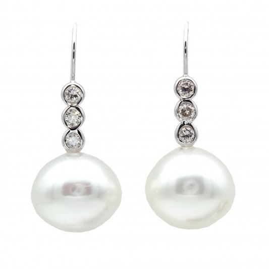 South Sea Pearl and Diamond Drop Earrings