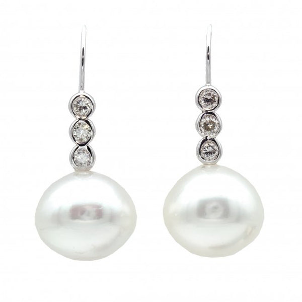 South Sea Pearl and Diamond Drop Earrings