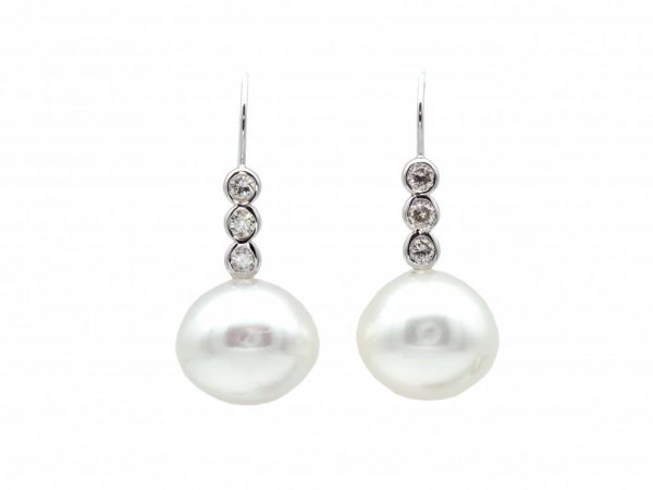 South Sea Pearl and Diamond Drop Earrings