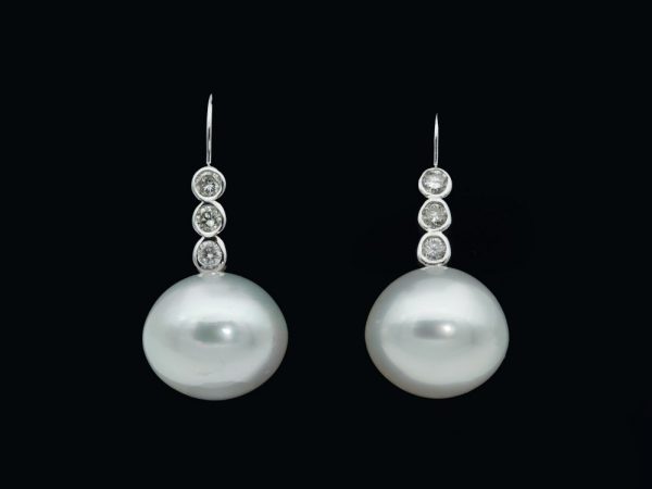 South Sea Pearl and Diamond Drop Earrings