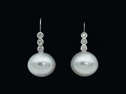 South Sea Pearl and Diamond Drop Earrings