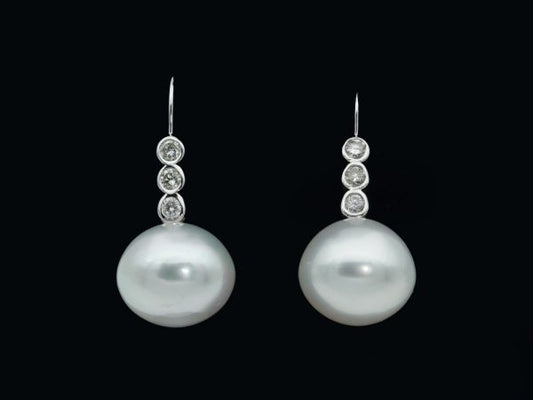 South Sea Pearl and Diamond Drop Earrings