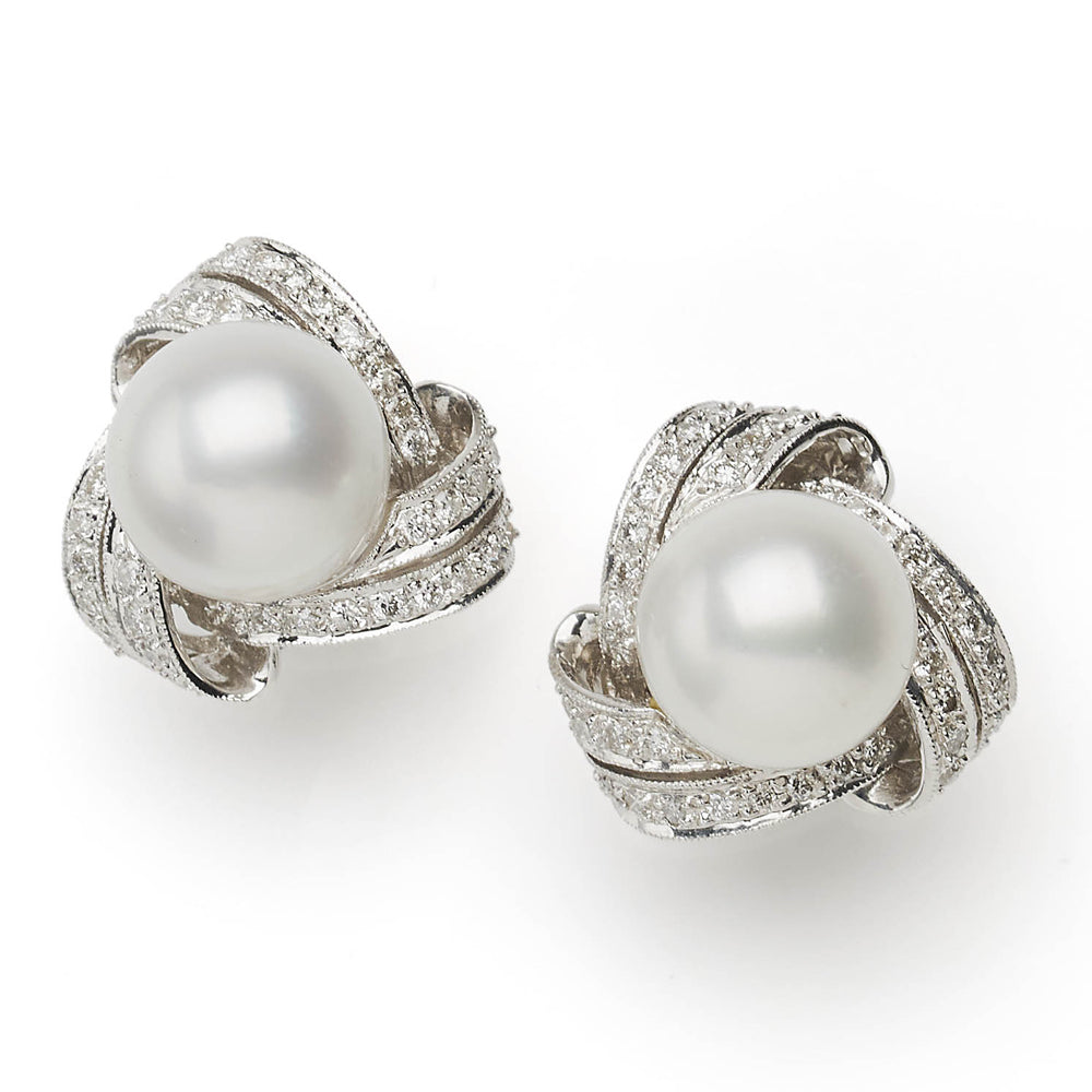 South Sea Pearl and Diamond Earrings