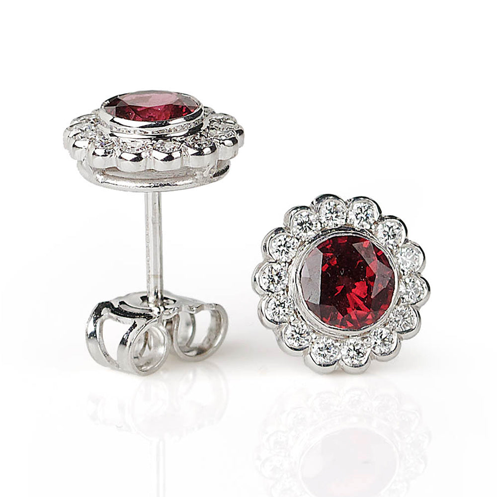 Spinel and Diamond Cluster Earrings, 1.70ct