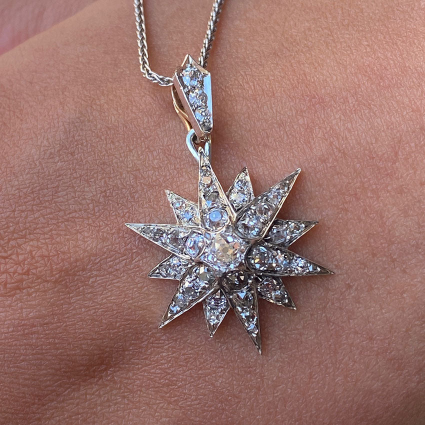 Antique Victorian 2.10ct Diamond Star Pendant, Circa 1880