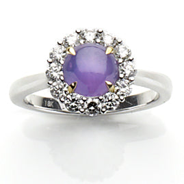 Star Ruby and Diamond Cluster Ring