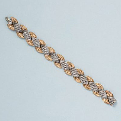 Vintage Sterle Bi Colour Gold and Platinum Woven Bracelet