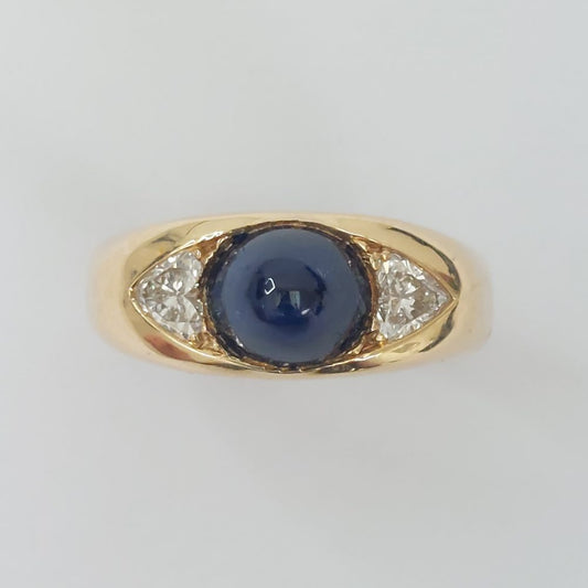 Sugarloaf Sapphire and Heart Shape Diamond Ring