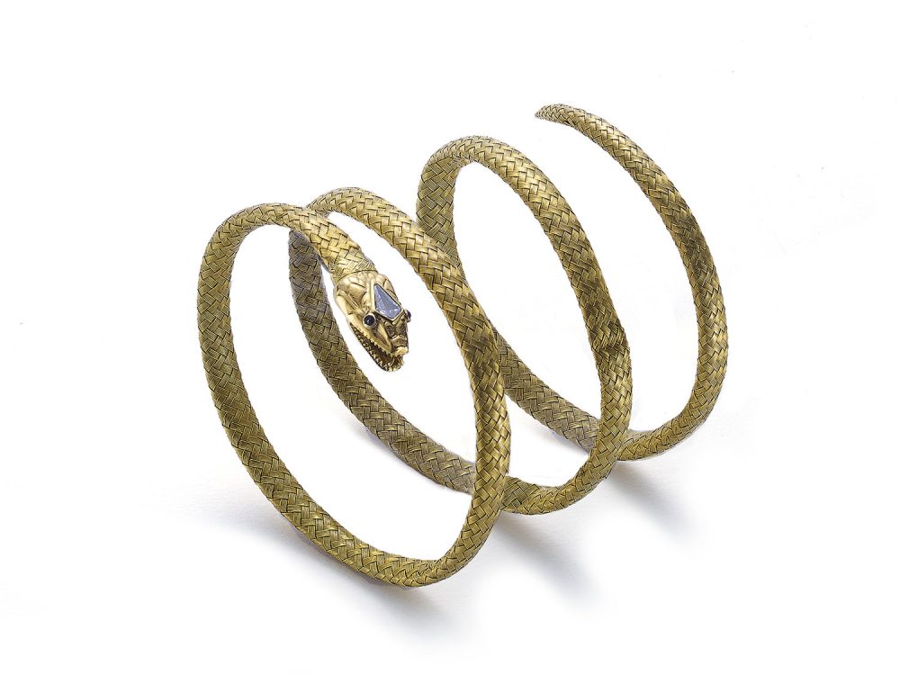 Antique Victorian Woven Gold Snake Bracelet