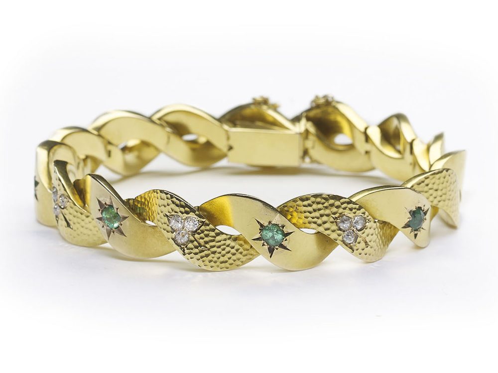 Antique Victorian Gold Emerald and Diamond Bracelet