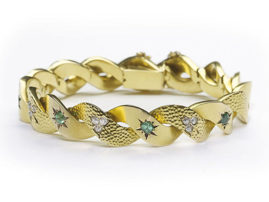 Antique Victorian Gold Emerald and Diamond Bracelet