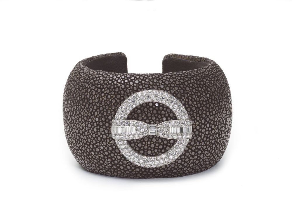 Diamond Cuff Bow Bangle Bracelet