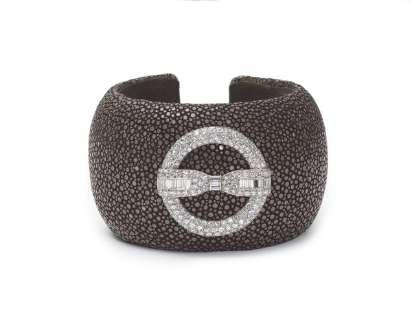 Diamond Cuff Bow Bangle Bracelet