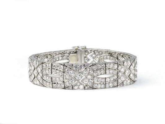 Antique Art Deco Diamond Plaque Panel Bracelet