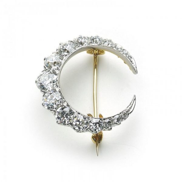 Tiffany Diamond Crescent Platinum Brooch, Circa 1900