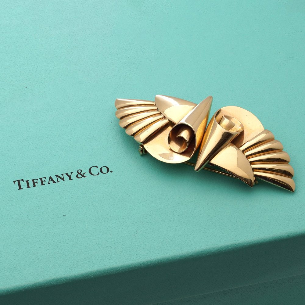 Tiffany & Co. Retro 14 Carat Yellow Gold Brooch
