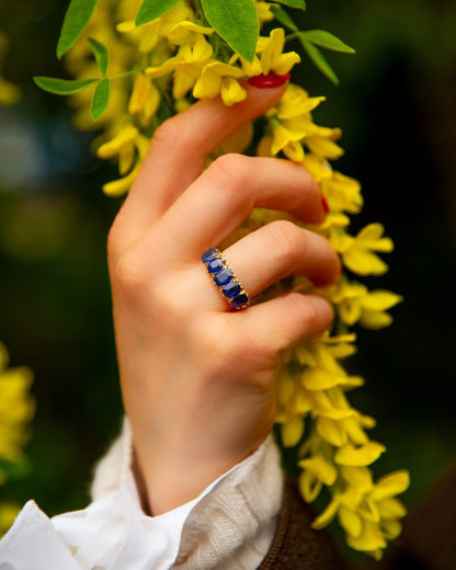 Victorian five-stone sapphire ring in gold.