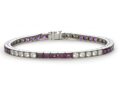 Ruby Diamond Platinum Line Bracelet
