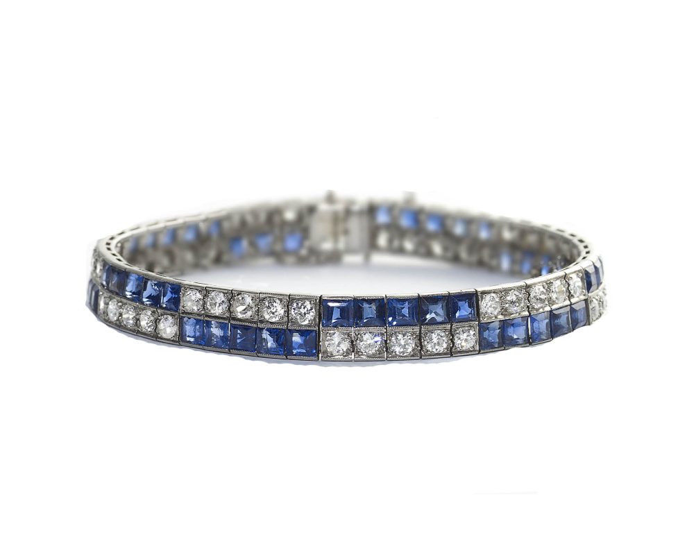 Art Deco Chaumet Sapphire Diamond Platinum Bracelet