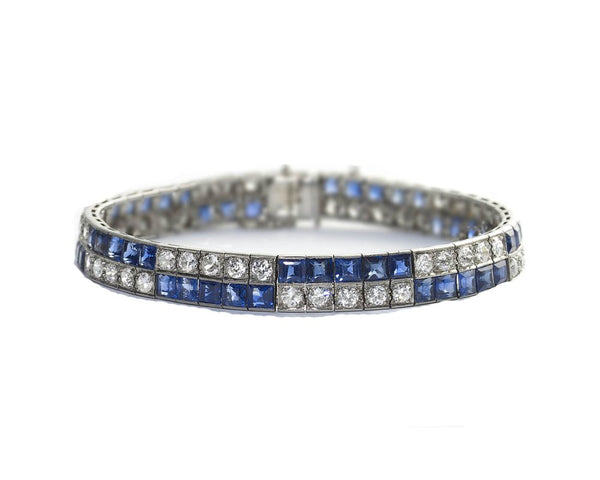 Art Deco Chaumet Sapphire Diamond Platinum Bracelet