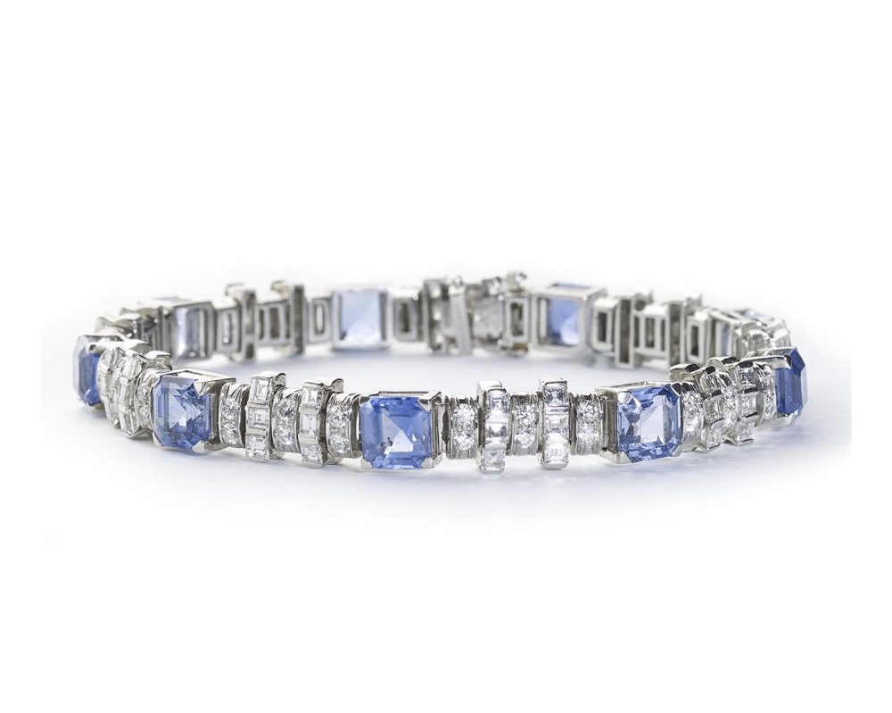 Oscar Heyman Sapphire Diamond Platinum Bracelet