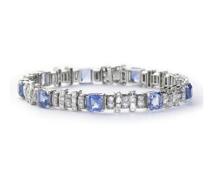 Oscar Heyman Sapphire Diamond Platinum Bracelet