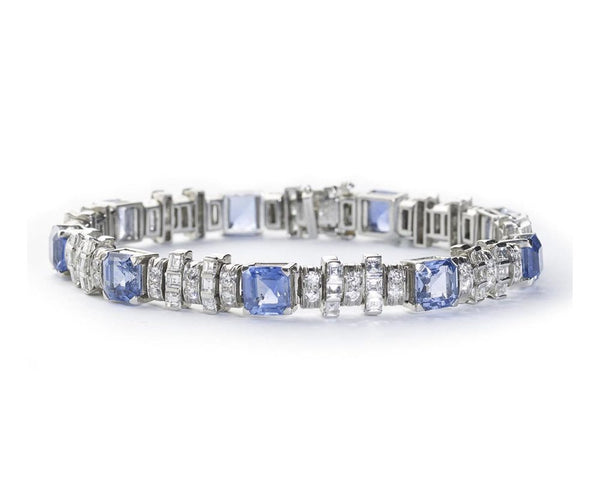 Oscar Heyman Sapphire Diamond Platinum Bracelet