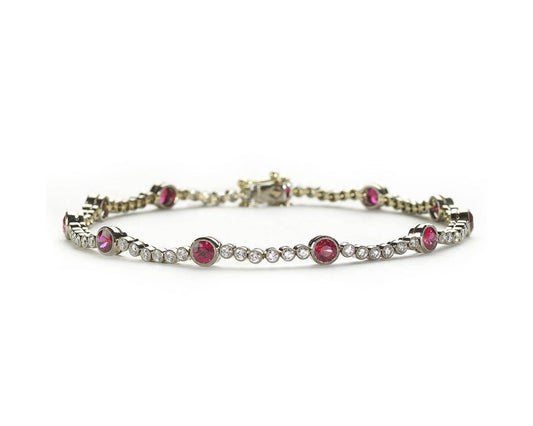 Ruby and Diamond Line Bracelet