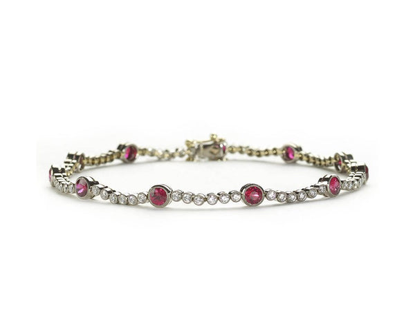 Ruby and Diamond Line Bracelet