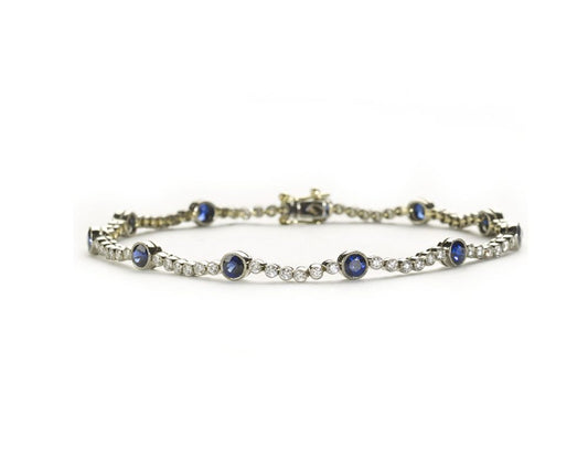 Sapphire and diamond line bracelet