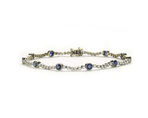Sapphire and diamond line bracelet