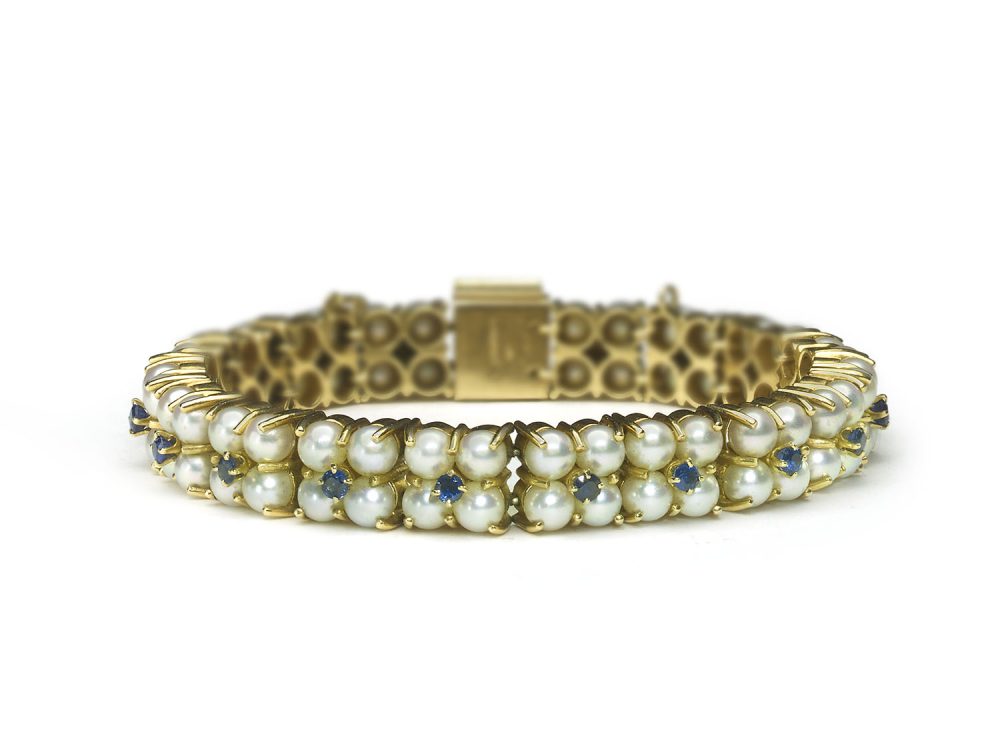 Vintage Tiffany & Co. Pearl Sapphire Gold Bracelet