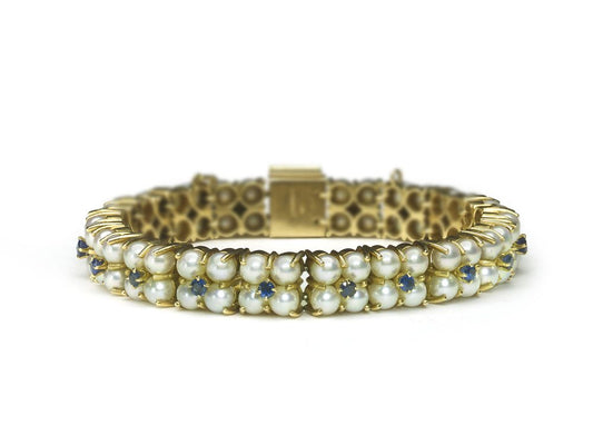 Vintage Tiffany & Co. Pearl Sapphire Gold Bracelet