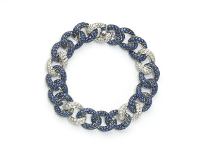 Sapphire Diamond Gold Curb Link Bracelet
