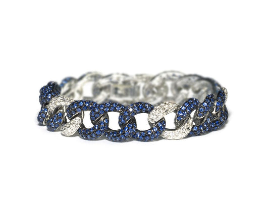 Sapphire Diamond Gold Curb Link Bracelet