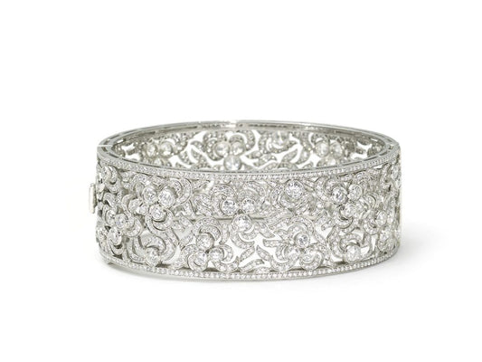 Diamond 11.23ct Platinum Bangle Bracelet