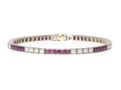 Ruby and Diamond Line Bracelet
