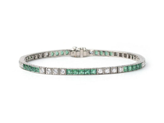 Emerald & Diamond Line Bracelet