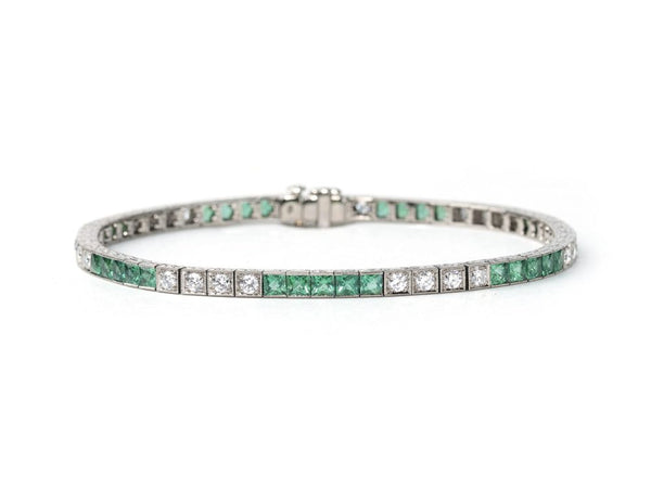 Emerald & Diamond Line Bracelet