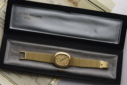 Patek Philippe Golden Ellipse Automatic 18K Yellow Gold Box & Extract