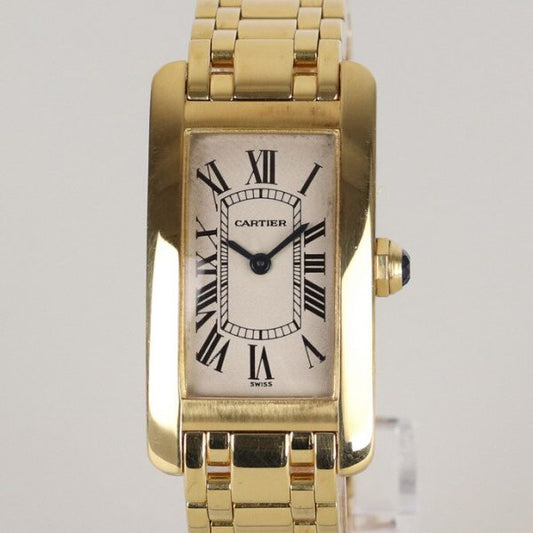 Cartier Ladies Tank Americaine 18ct Yellow Gold Watch, With Box
