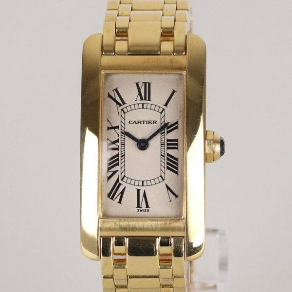 Cartier Ladies Tank Americaine 18ct Yellow Gold Watch, With Box