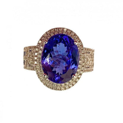 5.20ct Tanzanite and Diamond Ring, 18ct White Gold