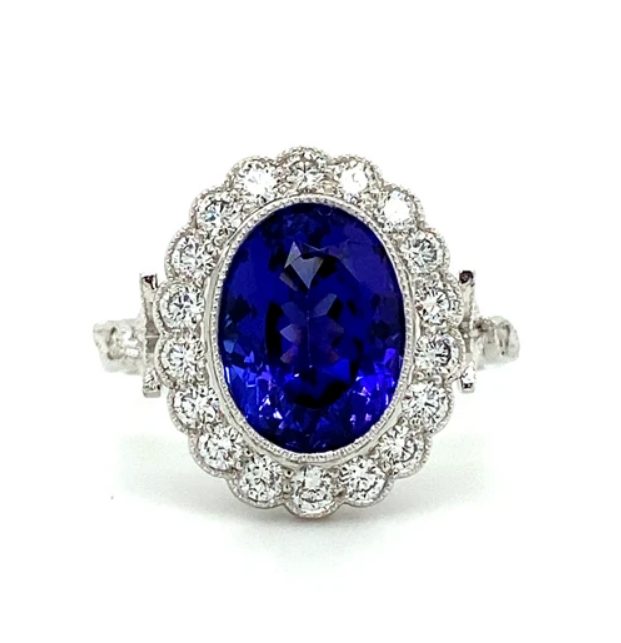 Tanzanite And Diamond Cluster Ring