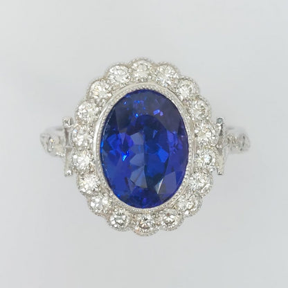 3.68ct Tanzanite And Diamond Cluster Ring