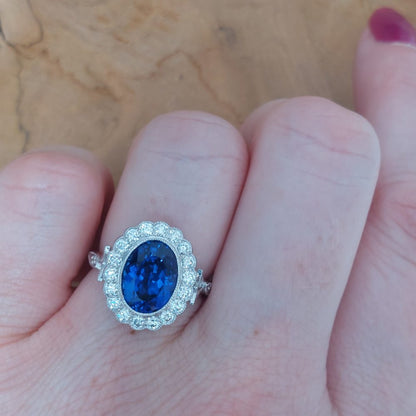 3.68ct Tanzanite And Diamond Cluster Ring