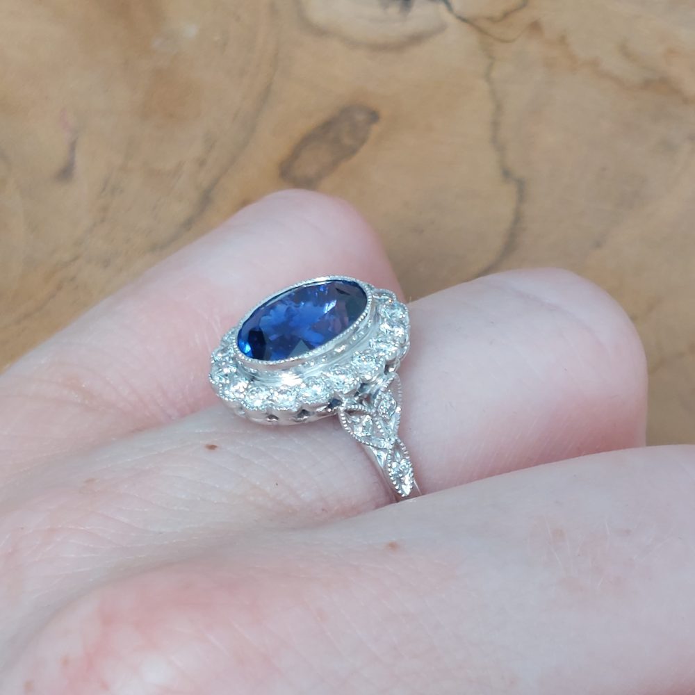 3.68ct Tanzanite And Diamond Cluster Ring