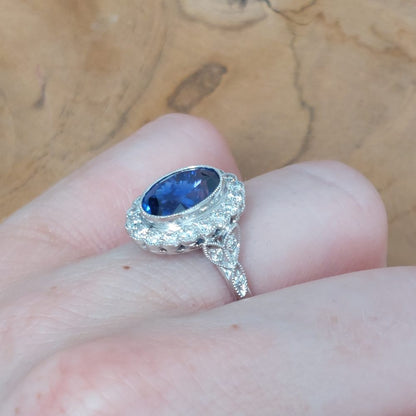 3.68ct Tanzanite And Diamond Cluster Ring