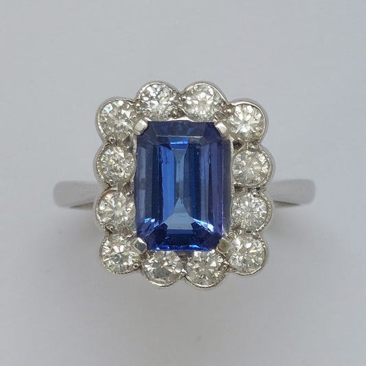 Tanzanite and Diamond Floral Cluster Ring, 2.70 carats